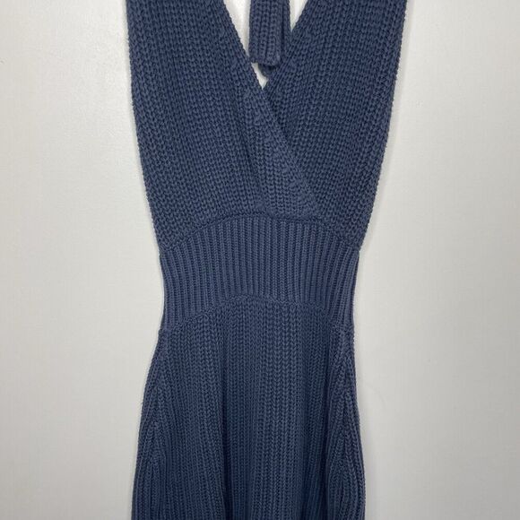 NICHOLAS Halter Dress Women XS Blue Knit Sweater Cotton Blend Mini - Picture 4 of 14